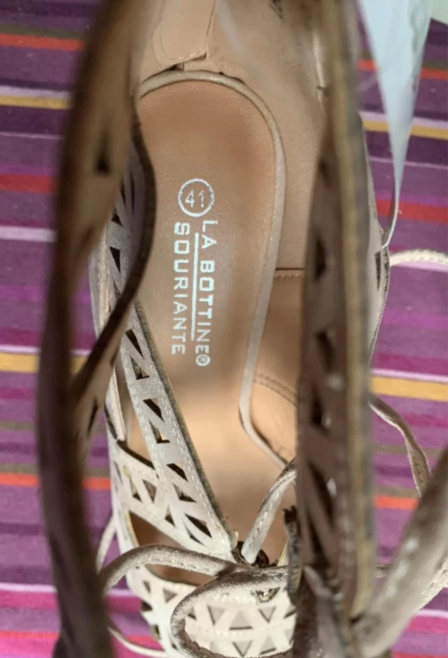 🤎 Fashion lace-up pumps in beige nubuck – Size 41 – photo 9